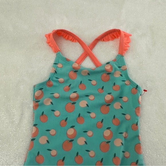 CAT & JACK Toddler Girls “Peaches” Ruffled One Piece Swim Suit - Picture 2 of 8